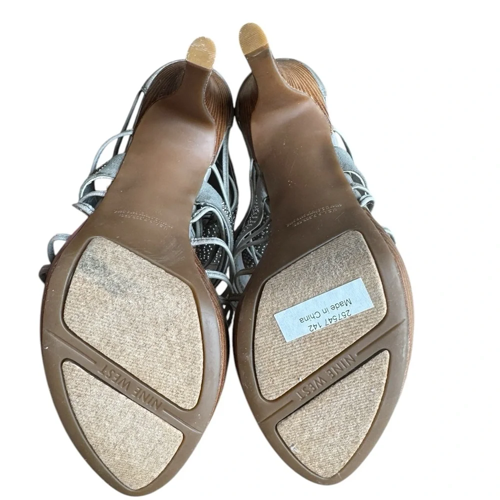 👠 NWOB! Nine West Inquisat Grey Strappy Sexy Platform Heel Women's Size 8